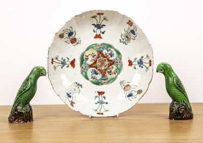 Lot 492 - Polychrome shallow dish Chinese, Kangxi...