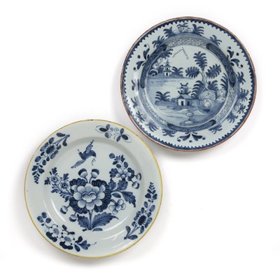 Lot 205 - Two 18th century London Delft chargers, one...