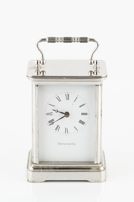 Lot 224 - A silver plated carriage timepiece by Tiffany...