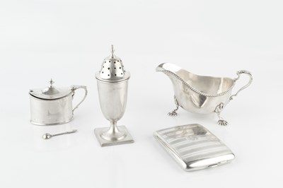 Lot 304 - A silver sauce boat, with gadrooned border,...