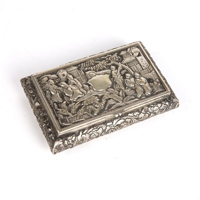 Lot 156 - A 19th century silver plated snuff box with...