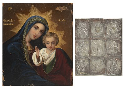 Lot 240 - A Russian Icon, the mother and child 27cm x...