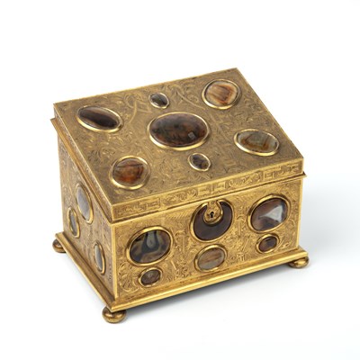 Lot 32 - A 19th century correspondence gilt box with...