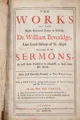 Lot 457 - Beveridge (Dr William). Late Lord Bishop of St...