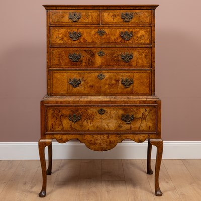 Lot 462 - An 18th century burr walnut chest on stand