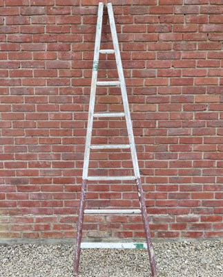 Lot 1354 - A white painted orchard ladder