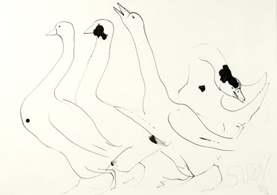 Lot 234 - Sven Berlin (1911-1999) Four Geese, 1982...