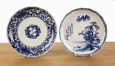 Lot 42 - Two blue and white Arita dishes Japanese the...