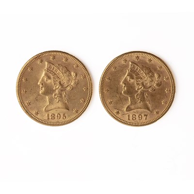 Lot 250 - Two American $10 dollar coins one dated 1895,...