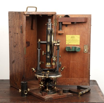 Lot 73 - W F Stanley cased theodolite  with additional...