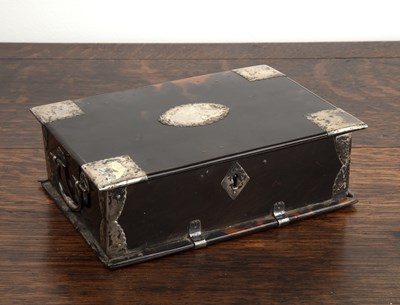 Lot 214 - Tortoiseshell rectangular box or casket 19th...