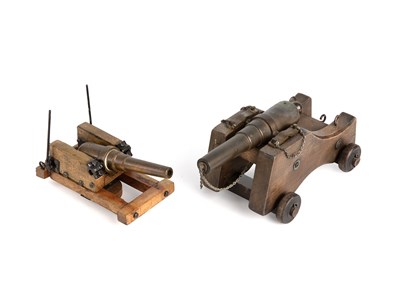 Lot 273 - Two model cannons on later mounts the largest...