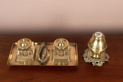 Lot 1165 - Two brass inkwells