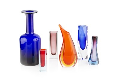 Lot 757 - Italian Murano Sommerso Five glass vases in...