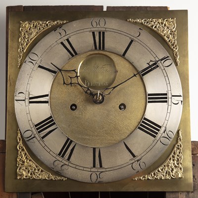 Lot 5 - Oak 8 day longcase clock 12" brass square dial...