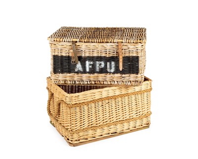 Lot 1102 - A wicker log basket together with a wicker hamper