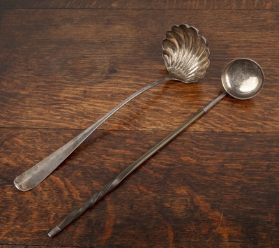 Lot 279 - Possibly George II Scottish silver ladle with...