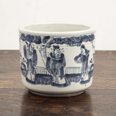 Lot 430 - Blue and white brush pot Chinese, painted with...