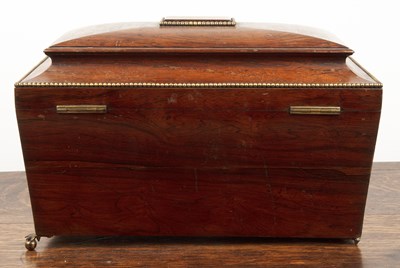 Lot 21 - Georgian sarcophagus tea caddy rosewood, with...