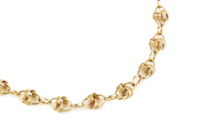 Lot 288 - A fancy-link long chain, composed of oval and...