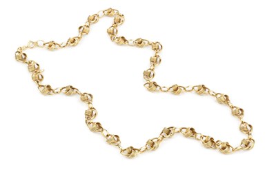 Lot 288 - A fancy-link long chain, composed of oval and...