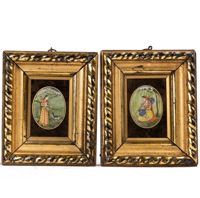 Lot 186 - Pair of Udaipur miniatures Indian Ivory...