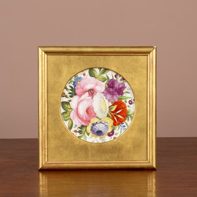 Lot 305 - A flower decorated possibly Swansea porcelain plaque