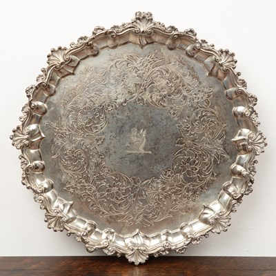 Lot 206 - Victorian silver tray with shell border,...