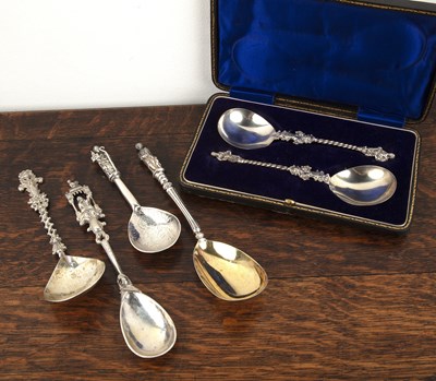 Lot 212 - Group of apostle and seal top spoons...