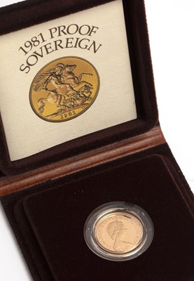 Lot 258 - Queen Elizabeth II proof sovereign dated 1981,...