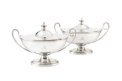 Lot A pair of George III silver twin-handled sauce...