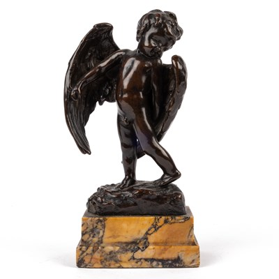 Lot 493 - A 19th century bronze statuette of Eros