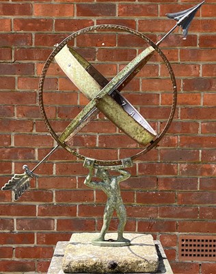 Lot 1299 - A painted iron and copper Armillary sun dial