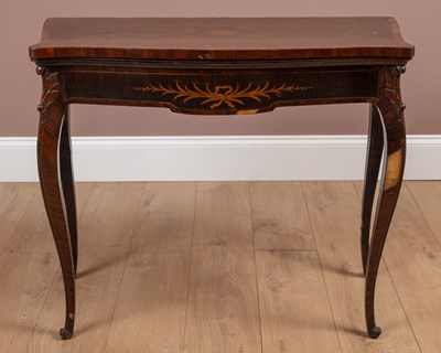 Lot 485 - A Georgian kingwood marquetry inlaid card table