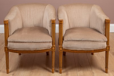 Lot 1041 - A pair of Scandinavian Biedermeier style tub armchairs