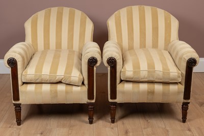 Lot 1081 - A pair of mahogany framed Art Deco style armchairs