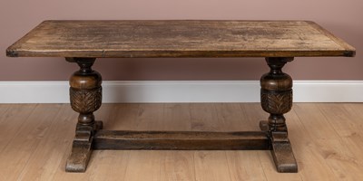 Lot 1164 - An oak Jacobean style refectory table