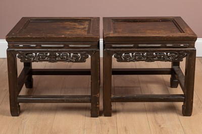 Lot 1134 - A pair of Chinese hardwood occasional tables