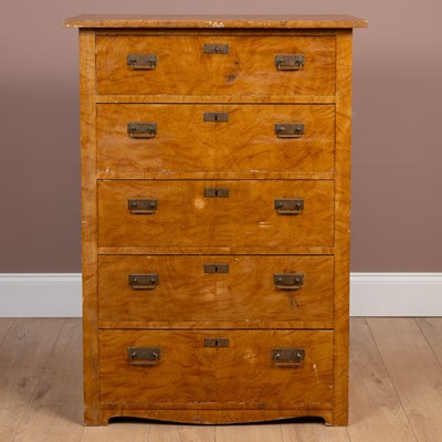 Lot 343 - A Scandinavian scumbled pine chest of five drawers