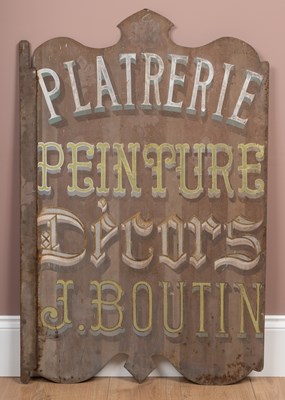 Lot 1269 - A late 19th/early 20th century French painted iron double-sided sign