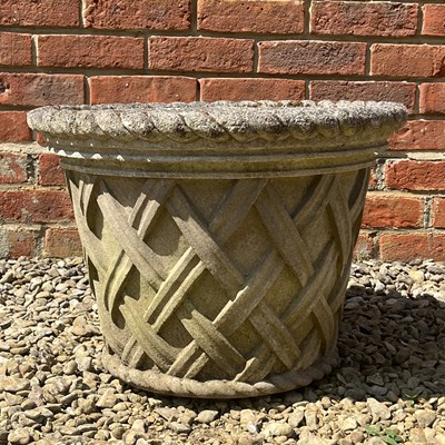 Lot 1303 - A Haddonstone basket weave planter