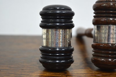 Lot 334 - Two Masonic gavels and an unassociated gavel...