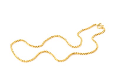 Lot 118 - A yellow precious metal ropetwist-link chain,...