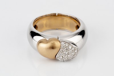 Lot 256 - A diamond set dress ring, of hinged heart...