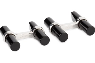 Lot 201 - A pair of black onyx baton cufflinks by...