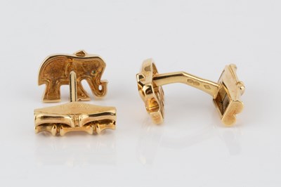 Lot 202 - A pair of elephant cufflinks by Cartier, each...