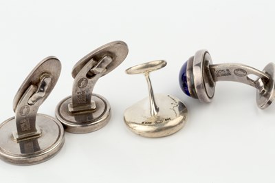 Lot Four pairs of silver cufflinks by Georg Jensen,...