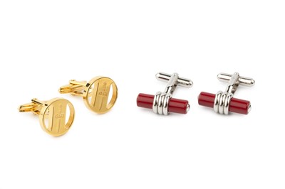 Lot 101 - A pair of red baton cufflinks by Christofle,...