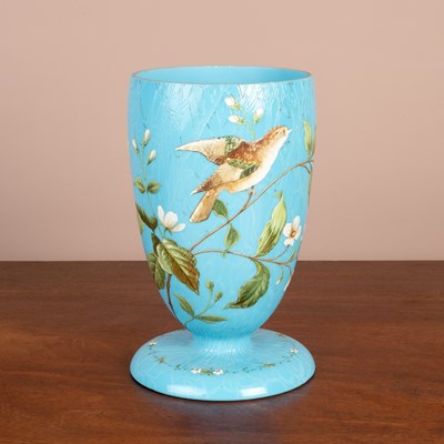 Lot 401 - A late 19th/early 20th century opaline and blue glass vase