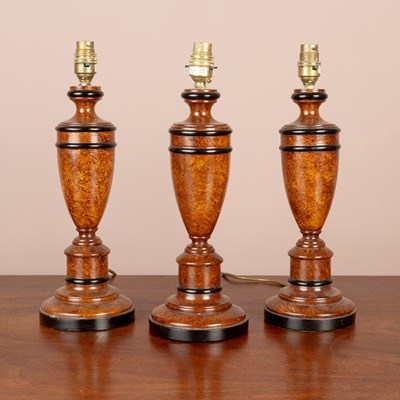 Lot 206 - Three French urn shaped table lamps